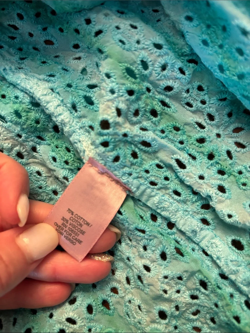 Light Blue Eyelet Wrap Dress - Women - Picture 6 of 6